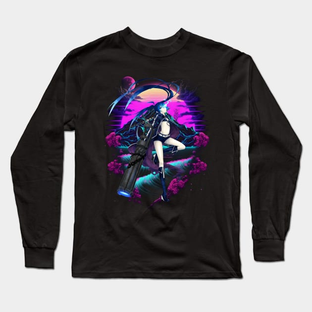 Heart and Blade The Legendary Black Rock Shooter Movie Long Sleeve T-Shirt by Skateboarding Flaming Skeleton